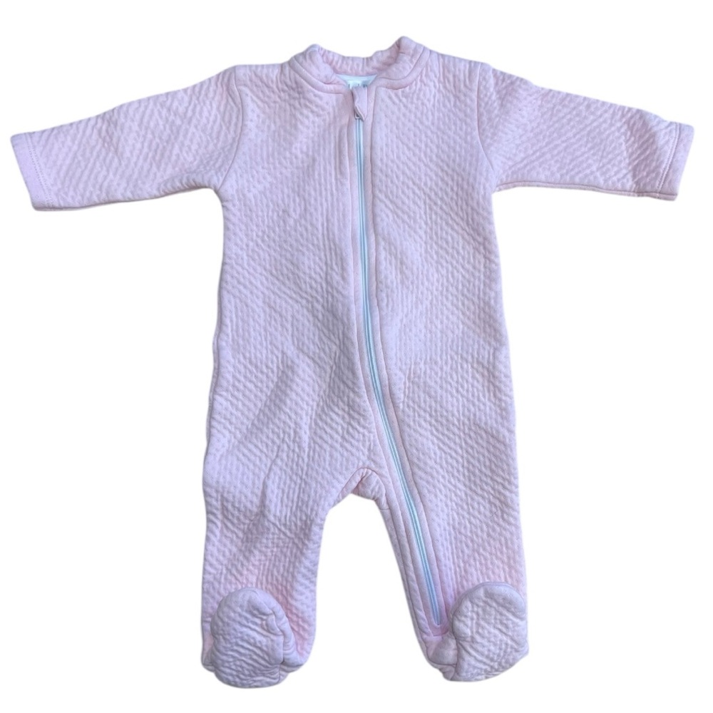 Lyda Baby Girl Pima Cotton Pink Zip Footies - EUC - 3-6M - Thicker Material